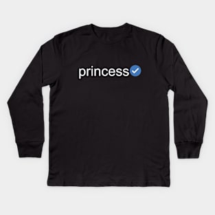 Verified Princess (White Text) Kids Long Sleeve T-Shirt